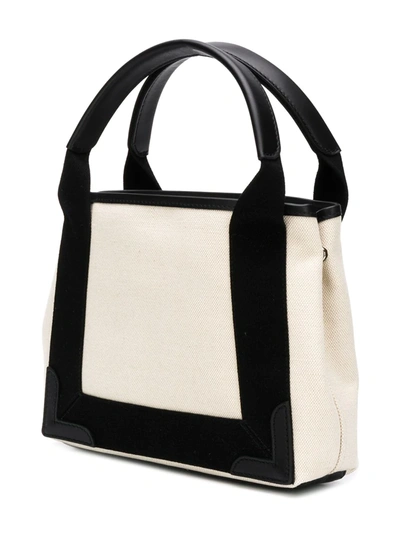 Shop Balenciaga Navy Xs Cabas Tote Bag In Neutrals