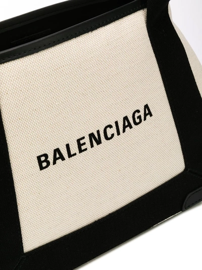 Shop Balenciaga Navy Xs Cabas Tote Bag In Neutrals