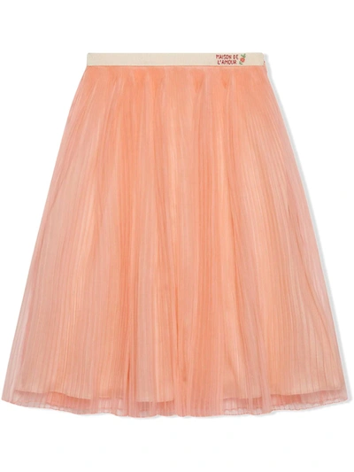 Shop Gucci Maison De L'amour Organza Skirt In Pink