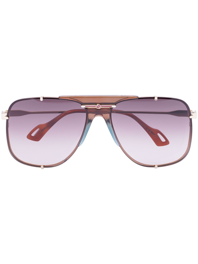 Shop Gucci Gradient Pilot-frame Sunglasses In Brown