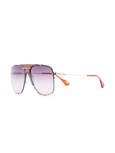 Shop Gucci Gradient Pilot-frame Sunglasses In Brown