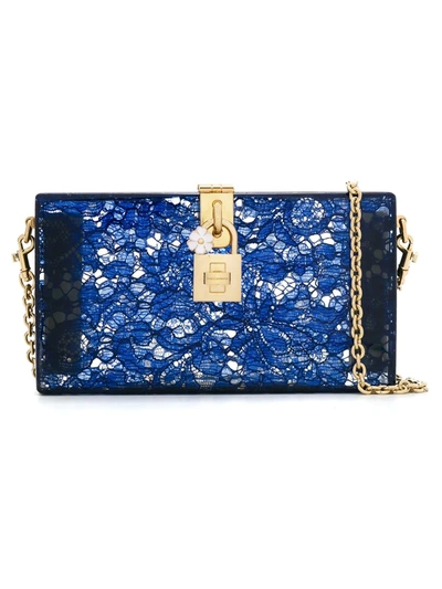 Shop Dolce & Gabbana Lace Clutch Bag In Blue