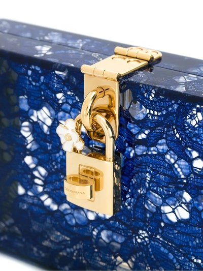 Shop Dolce & Gabbana Lace Clutch Bag In Blue