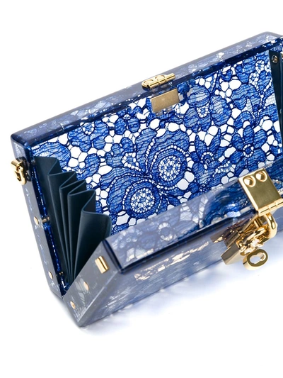 Shop Dolce & Gabbana Lace Clutch Bag In Blue