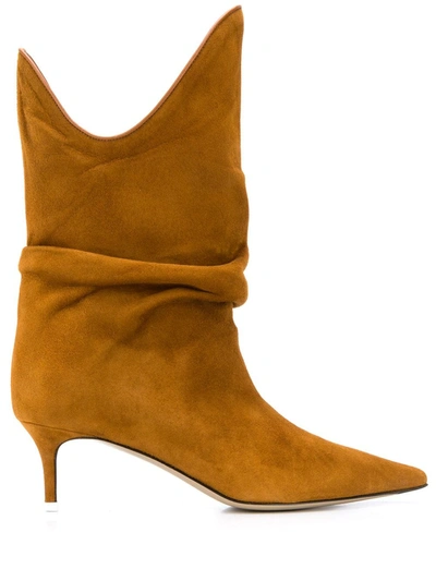 Shop Attico Pointed Slouched Boots In Brown