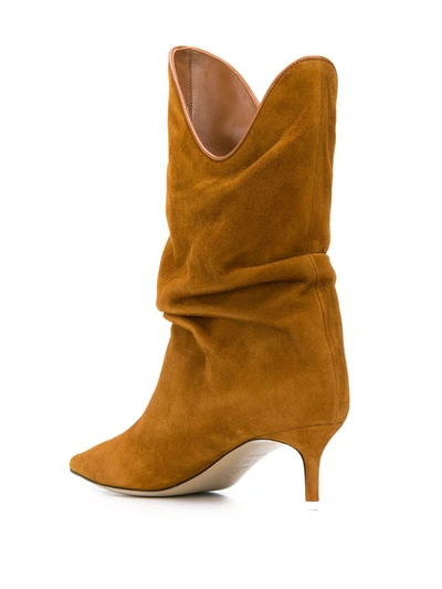 Shop Attico Pointed Slouched Boots In Brown
