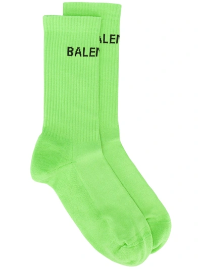 Shop Balenciaga Logo High Socks In Green