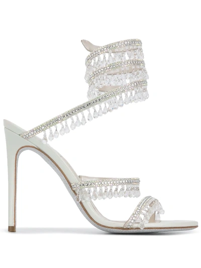 Shop René Caovilla Cleo Crystal-embellished Sandals In Grey