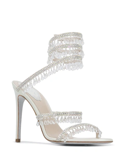 Shop René Caovilla Cleo Crystal-embellished Sandals In Grey