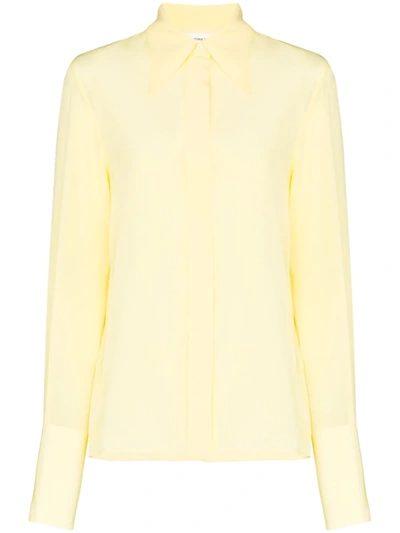 Shop Victoria Beckham Cutaway Collar Shirt In Yellow