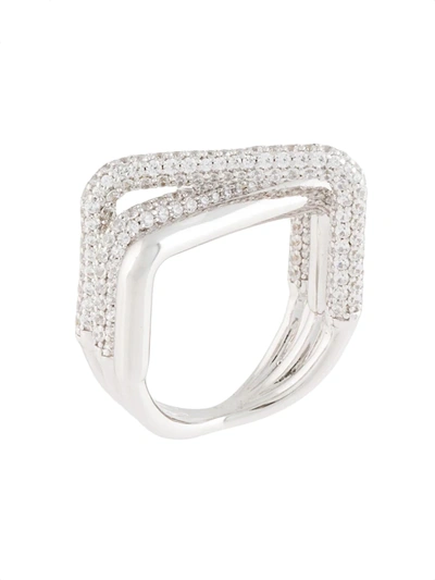 Shop Apm Monaco Toi Et Moi Rectangular Ring In Silver