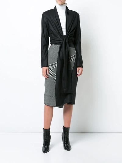 Shop Voz Asymmetric Pattern Skirt In Grey
