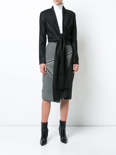 Voz Asymmetric Pattern Skirt In Grey