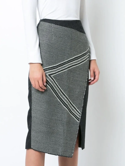 Shop Voz Asymmetric Pattern Skirt In Grey