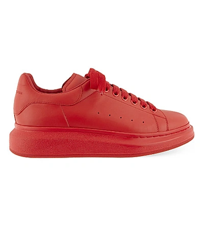 Shop Alexander Mcqueen Show Leather Trainers In Red