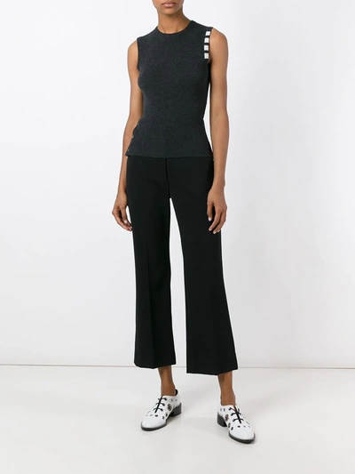 Thom Browne Cashmere Sleeveless Sweater Stripe Detail In Gray