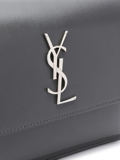 Shop Saint Laurent Sunset Monogram Shoulder Bag In Grey