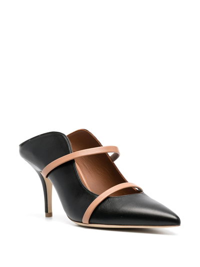 Malone Souliers Pointed Thin Belt Muller High Heels In Black