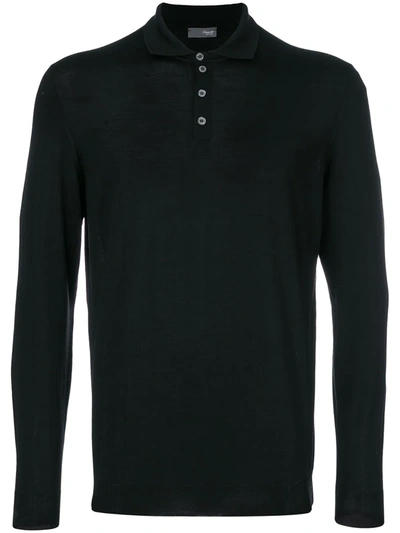 Shop Drumohr Plain Polo Shirt In Black