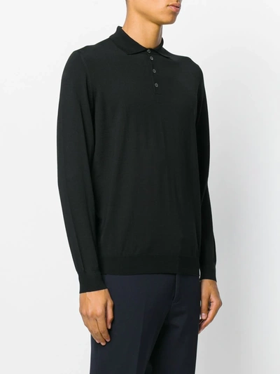 Shop Drumohr Plain Polo Shirt In Black