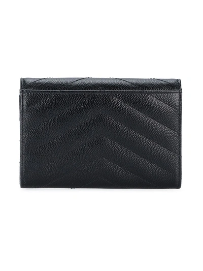 Shop Saint Laurent Small Monogram Envelope Wallet In Black