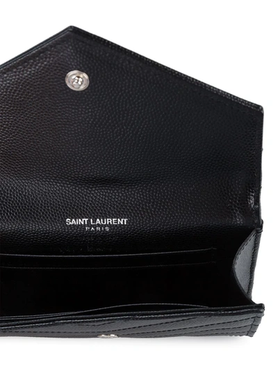 Shop Saint Laurent Small Monogram Envelope Wallet In Black