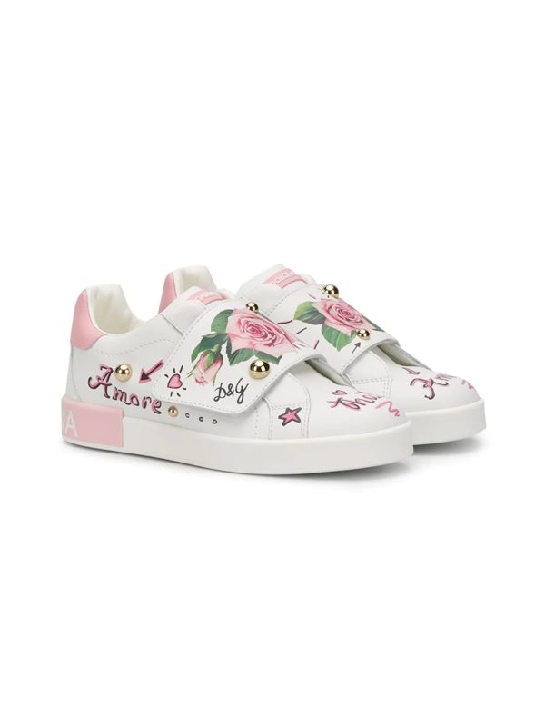 floral leather sneakers