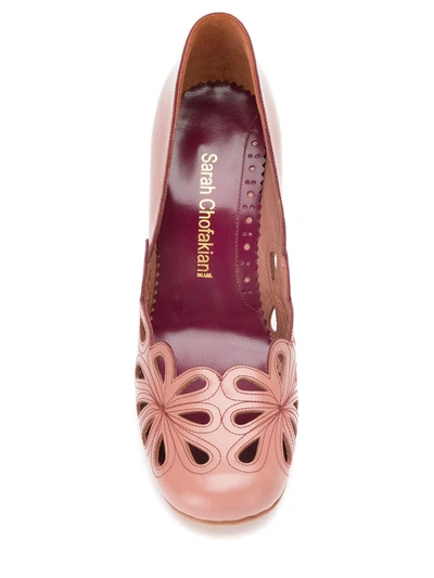 Shop Sarah Chofakian Leather Belle Epoque Pumps In Pink