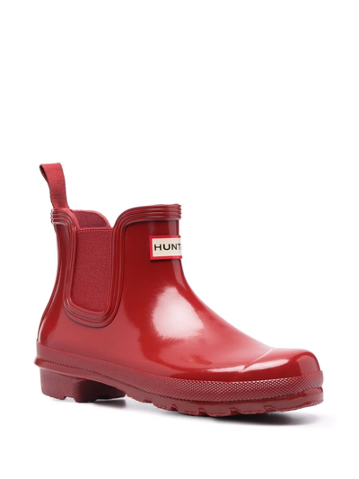 Shop Hunter Gloss Chelsea Boots In Red