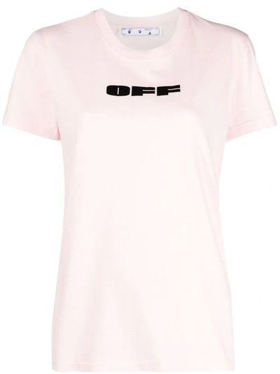 Shop Off-white Flocked Logo Cotton T-shirt In Pink