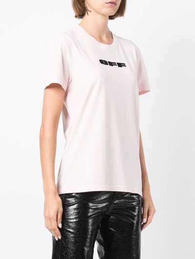Shop Off-white Flocked Logo Cotton T-shirt In Pink