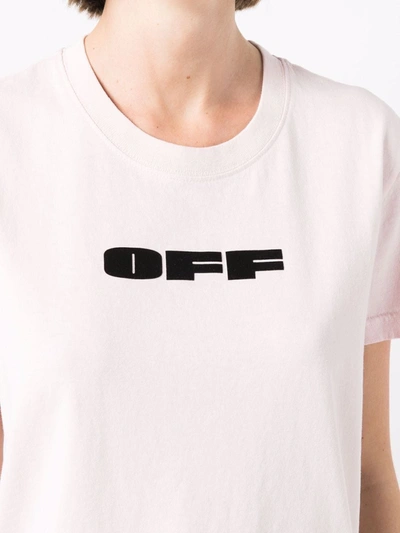 Shop Off-white Flocked Logo Cotton T-shirt In Pink