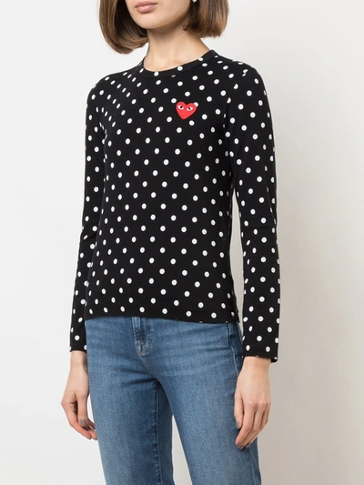 Shop Comme Des Garçons Play Polka Dot T-shirt In Black