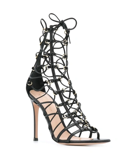 Shop Gianvito Rossi Lace-up 1050mm Heel Sandals In Black