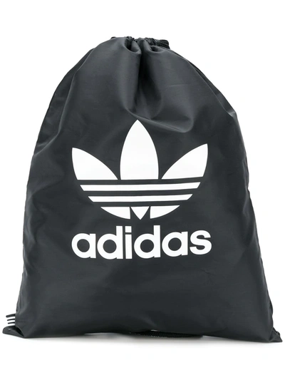 Shop Adidas Originals Trefoil Drawstring Backpack In Black