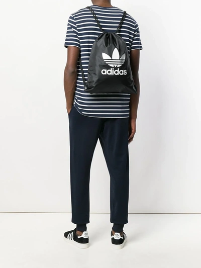 Shop Adidas Originals Trefoil Drawstring Backpack In Black