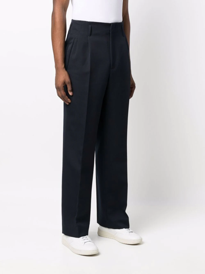 Shop Golden Goose Pressed-crease Straight-leg Trousers In Blau