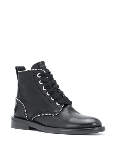 Zadig & Voltaire Studded Lace-up Leather Boots In Black
