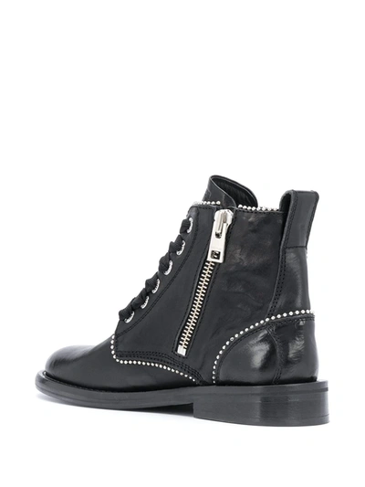 Zadig & Voltaire Studded Lace-up Leather Boots In Black