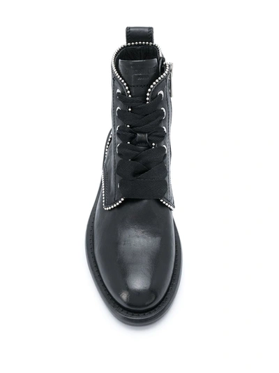 Zadig & Voltaire Studded Lace-up Leather Boots In Black