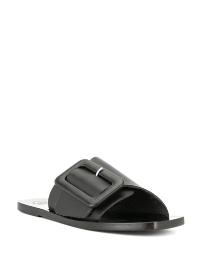 Shop Atp Atelier Leather Buckle Sandals In Black