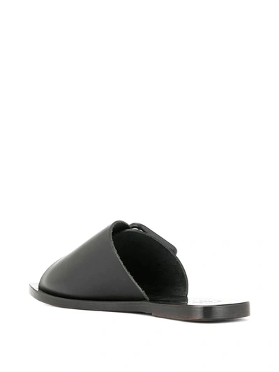 Shop Atp Atelier Leather Buckle Sandals In Black