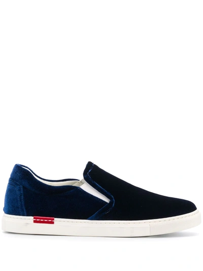 Shop Scarosso Asia Velvet Slip-on Sneakers In Blue