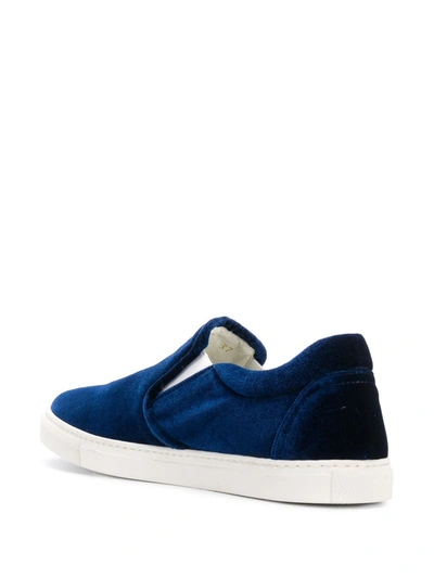 Shop Scarosso Asia Velvet Slip-on Sneakers In Blue