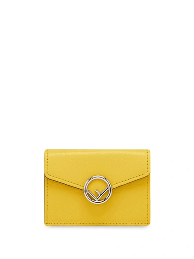 Shop Fendi Micro Tri-fold Wallet In Yellow