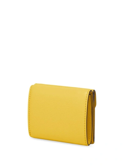 Shop Fendi Micro Tri-fold Wallet In Yellow