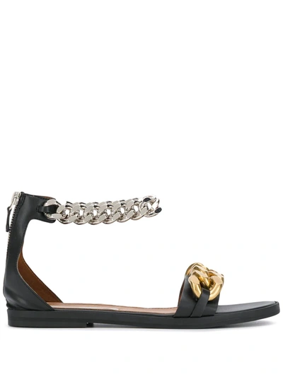 Shop Stella Mccartney Chain-detail Zip-up Sandals In Black