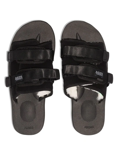 Suicoke Moto Touch-strap Slides In Black