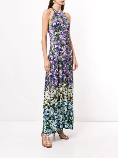 Shop Mary Katrantzou Floral Print Pleated Skirt Dress In Purple