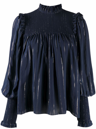 Shop Temperley London Marsha Long-sleeve Blouse In Blue